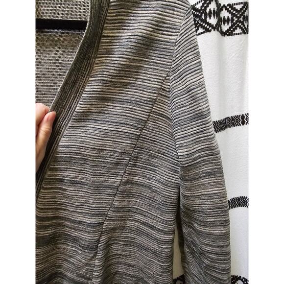 Eileen Fisher gray heather ribbed knit cotton blend open cardigan medium - Picture 3 of 12